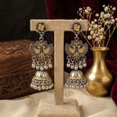 SNERA Elegant 2 Tone Plated Pota Stone And Pearl Jhumki Earrings 