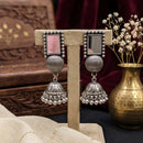 SNERA Vintage Oxidised Plated Mirror Jhumki Earrings for Women