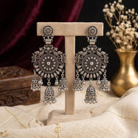 SNERA Classic Oxidised Pearl Hanging Earrings For Women