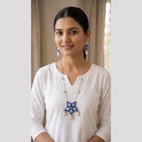 SNERA Mirror And Shell Embellished Ethnic Necklace Set