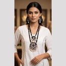 SNERA Mirror And Shell Embellished Ethnic Double Necklace Set