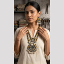 SNERA Mirror And Shell Embellished Ethnic Double Necklace Set