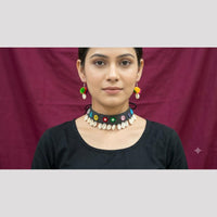 SNERA Mirror And Shell Embellished Ethnic Choker Necklace Set