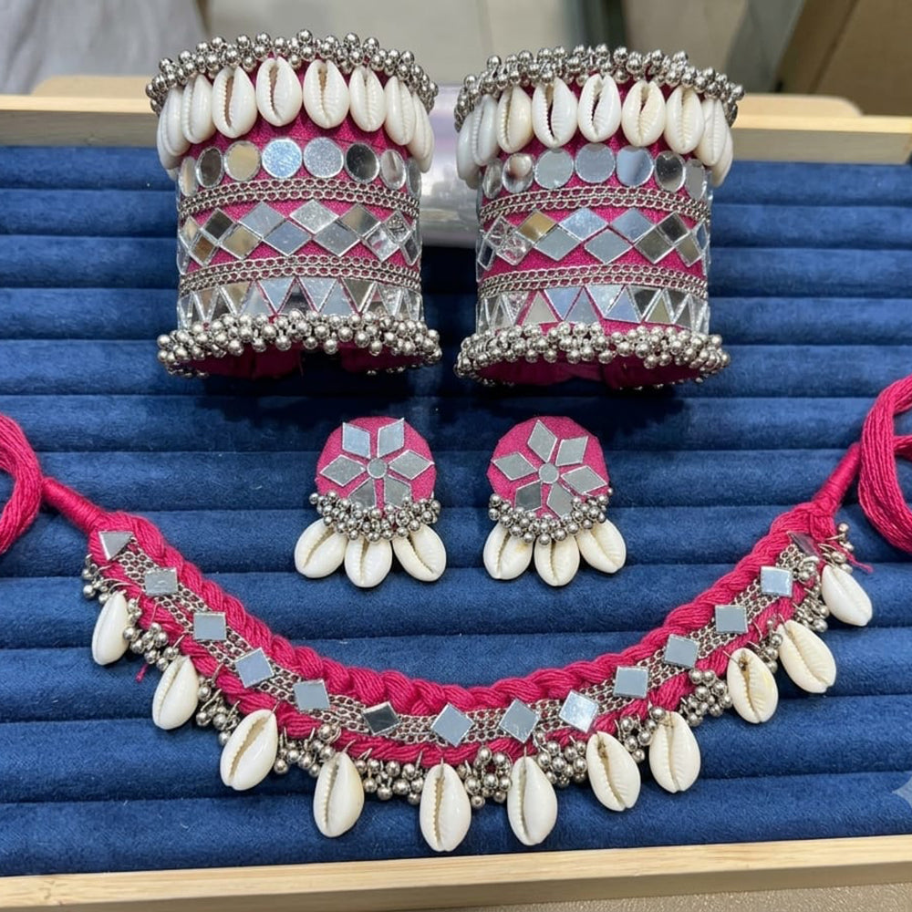 SNERA Beautiful Mirror And Shell Jewellery Combo Set for Women