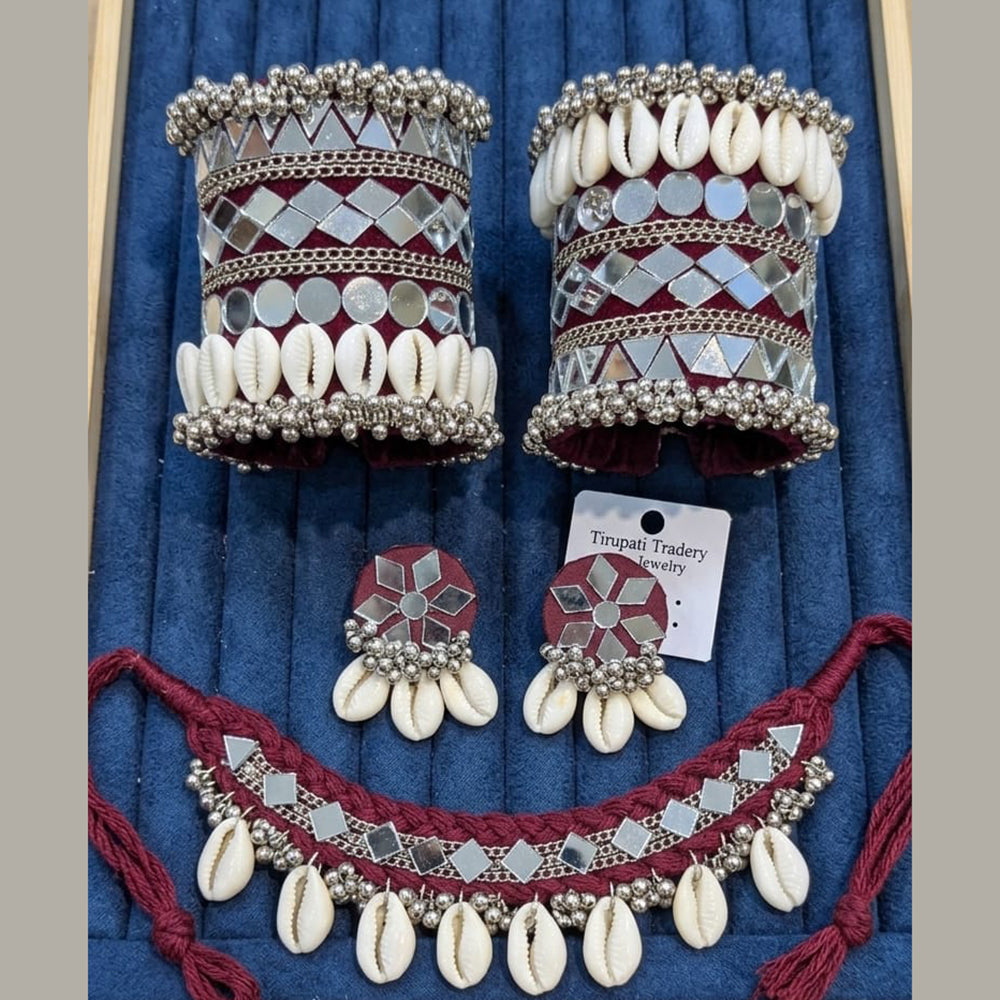 SNERA Beautiful Mirror And Shell Jewellery Combo Set for Women