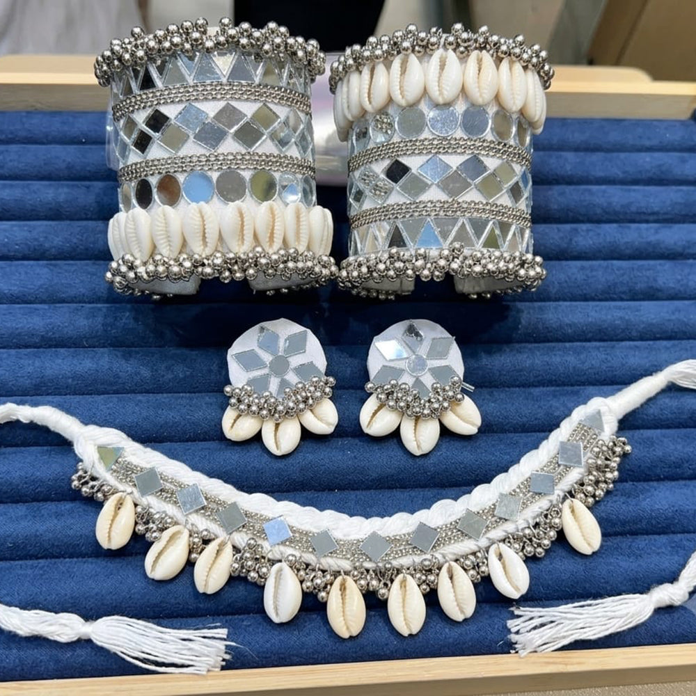 SNERA Beautiful Mirror And Shell Jewellery Combo Set for Women