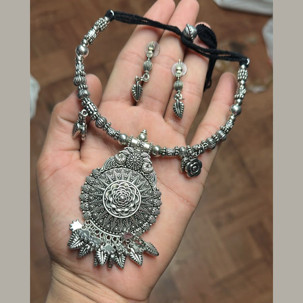 SNERA Stylish Oxidised Plated Beads Necklace Set 