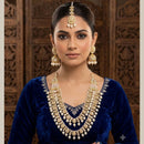 SNERA Elegant Kundan Stone Beads Long Necklace Set For Women