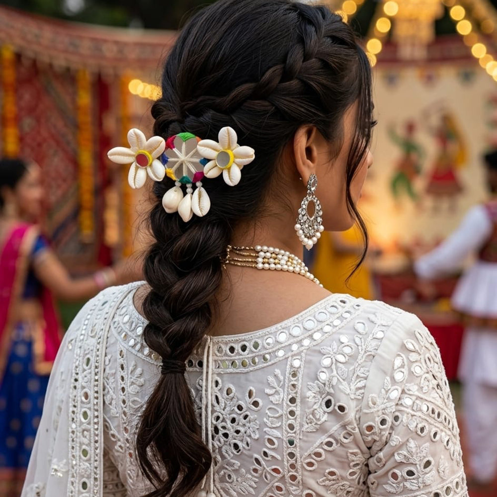 SNERA Designer Mirror And Shell Hair Accessories