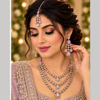 SNERA Ethnic Pota Stone Multi Layer Necklace Set