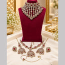 SNERA Premium Kundan Stone And Beads Semi Bridal Necklace Set for Women
