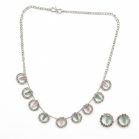 Urthn Silver Plated Sparkling Crystal Stone Necklace Set(Pack of 6)