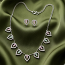 Urthn Silver Plated Sparkling Crystal Stone Necklace Set