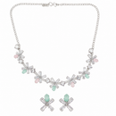 Urthn Silver Plated Sparkling Crystal Stone Necklace Set(Pack of 3)