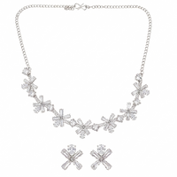 Urthn Silver Plated Sparkling Crystal Stone Necklace Set(Pack of 3)