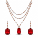 Urthn Elegant Rose Gold Plated Crystal Stone Necklace Set(Pack of 3)