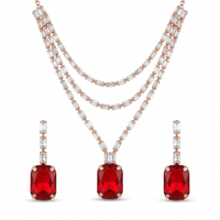 Urthn Elegant Rose Gold Plated Crystal Stone Necklace Set(Pack of 3)