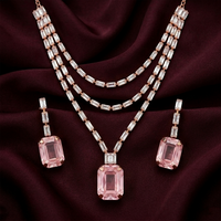 Urthn Elegant Rose Gold Plated Crystal Stone Necklace Set