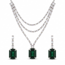 Urthn Silver Plated Sparkling Crystal Stone Necklace Set(Pack of 3)