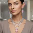 Urthn Silver Plated Sparkling Crystal Stone Necklace Set