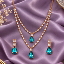 Urthn Glamorous Rose Gold Plated Crystal Stone Necklace Set for Party & Festive Wear