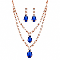 Urthn Glamorous Rose Gold Plated Crystal Stone Necklace Set for Party & Festive Wear(Pack Of 3)