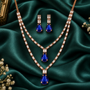 Urthn Glamorous Rose Gold Plated Crystal Stone Necklace Set for Party & Festive Wear