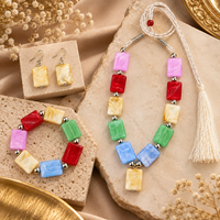 Urthn Multicolour Beaded Necklace Set with Matching Bracelet & Earrings for Girls & Kids