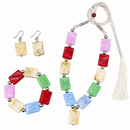 Urthn Multicolour Beaded Necklace Set with Matching Bracelet & Earrings for Girls & Kids(Pack of 3)