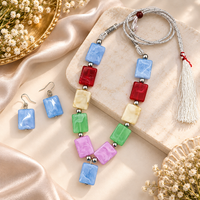 Urthn Multicolour Beaded Necklace Set with Matching Earrings for Girls & Kids
