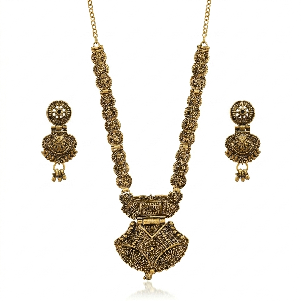 Urthn South Indian Style Antique Gold Plated Pearl Necklace Set  (Pack of 6)