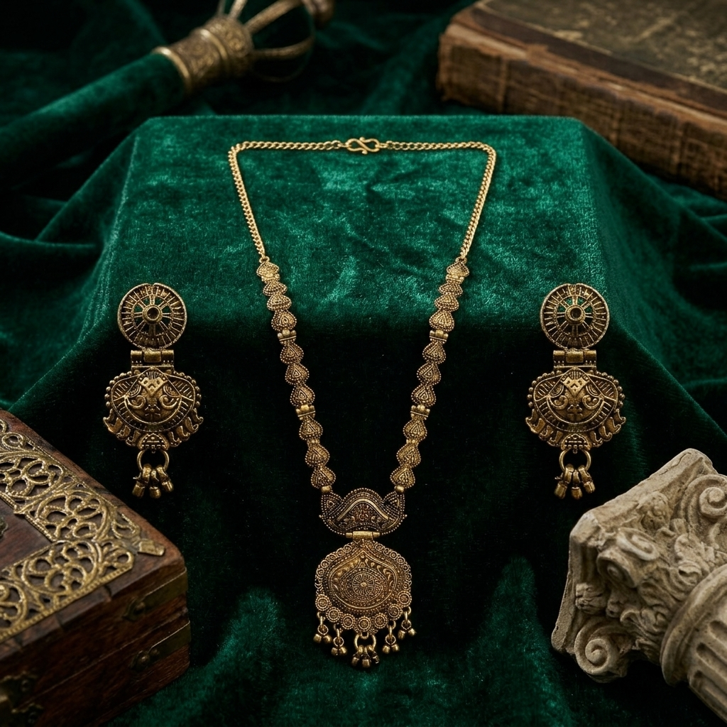Urthn South Indian Style Antique Gold Plated Pearl Necklace Set  (Pack of 6)