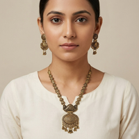 Urthn South Indian Style Antique Gold Plated Pearl Necklace Set  (Pack of 6)