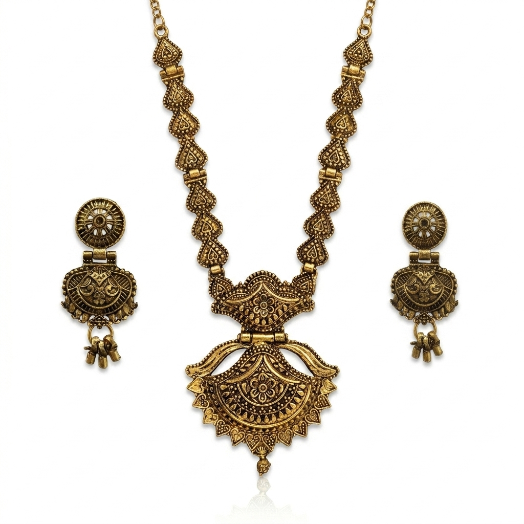 Urthn South Indian Style Antique Gold Plated Pearl Necklace Set  (Pack of 6)