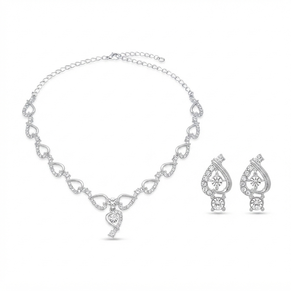 Darshana Jewels Sparkling Austrian Stone Jewellery Set with Earrings (Set of 3)