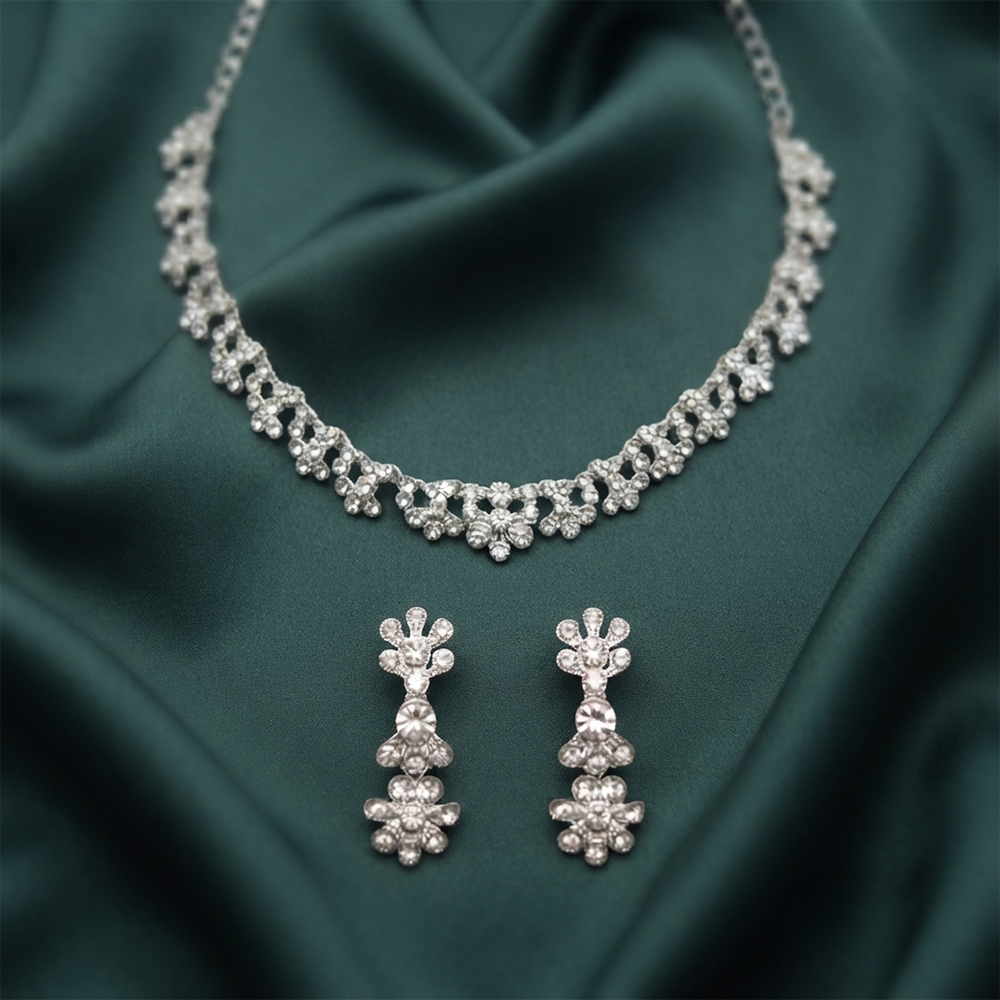 Darshana Jewels Glamorous Austrian Stone  Necklace Set (Set of 3)