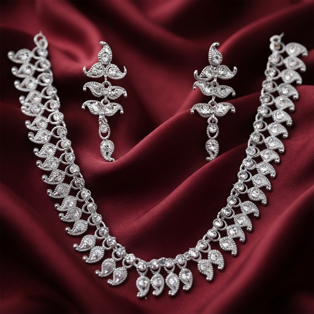 Darshana Jewels Glamorous Austrian Stone  Necklace Set (Set of 3)
