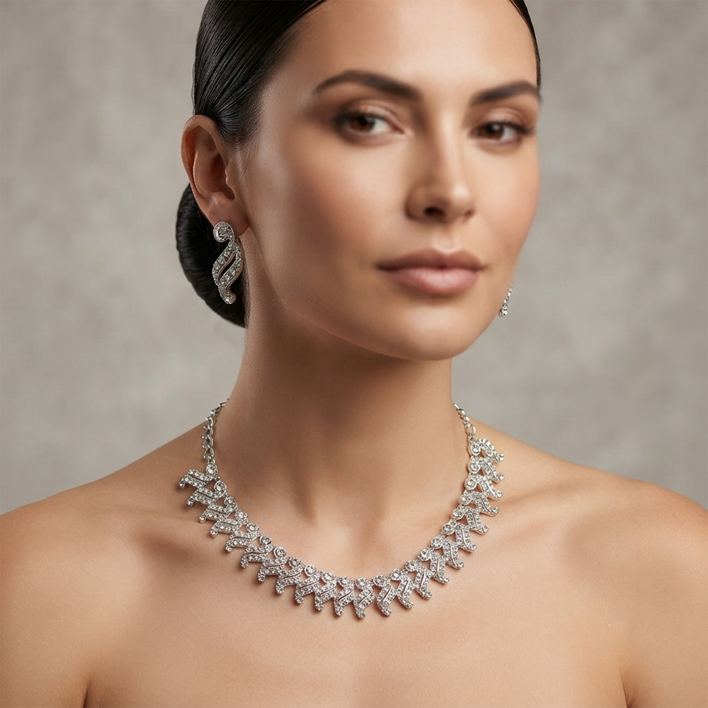 Darshana Jewels Designer Austrian Stone Statement Necklace Set (Set of 3)