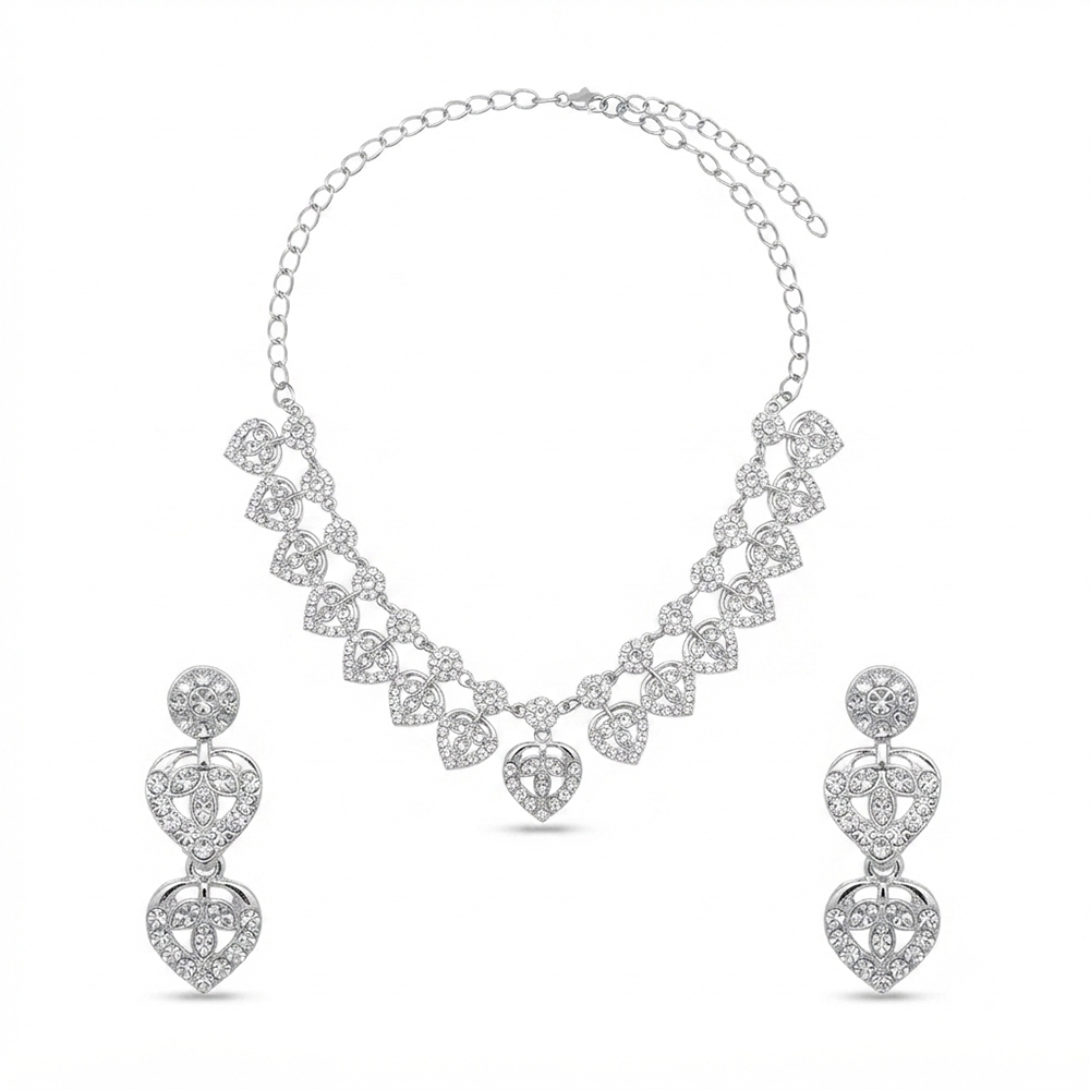Darshana Jewels Designer Austrian Stone Statement Necklace Set (Set of 3)
