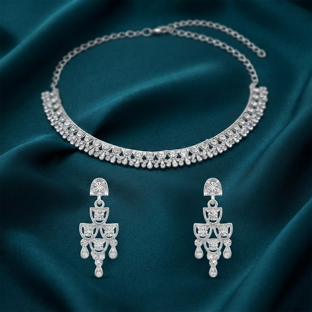 Darshana Jewels Designer Austrian Stone Statement Necklace Set (Set of 3)