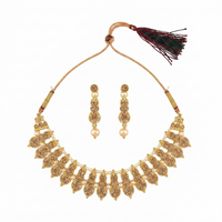 Urthn Gold Plated Pearl & Crystal Necklace Set for Women Traditional Jewellery (pack Of 3)