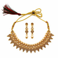 Darshana Jewels Traditional Pota Stone Austrian Stone & Pearl Necklace Set for Women (Pack of 3)