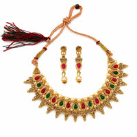 Darshana Jewels Traditional Pota Stone Austrian Stone & Pearl Necklace Set for Women (Pack of 3)
