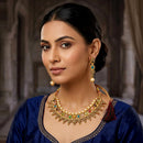 Darshana Jewels Traditional Pota Stone Austrian Stone & Pearl Necklace Set for Women (Pack of 3)