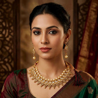 Darshana Jewels Fashion Austrian Stone Pota Stone Pearl Necklace Set for Women 