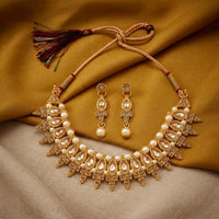 Darshana Jewels Fashion Austrian Stone Pota Stone Pearl Necklace Set for Women (Pack of 3)