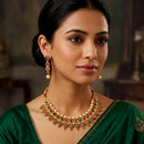 Darshana Jewels Fashion Austrian Stone Pota Stone Pearl Necklace Set for Women 