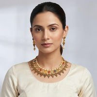 Darshana Jewels Fashion Austrian Stone Pota Stone Pearl Necklace Set for Women 