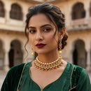 Darshana Jewels Elegant Pota Stone Austrian Stone & Pearl Necklace Set for Women (Pack of 3)