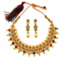 Darshana Jewels Elegant Pota Stone Austrian Stone & Pearl Necklace Set for Women (Pack of 3)